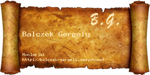 Balczek Gergely névjegykártya